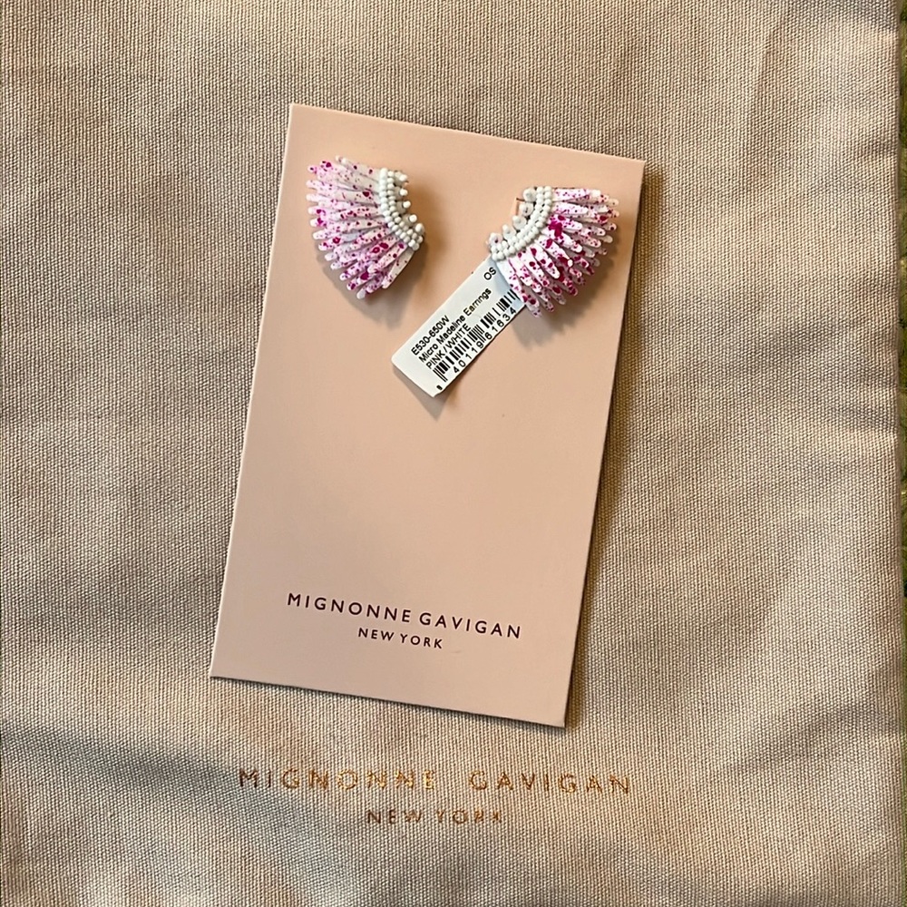 Mignonne Gavigan Micro Madeline Earrings Pink White NWT